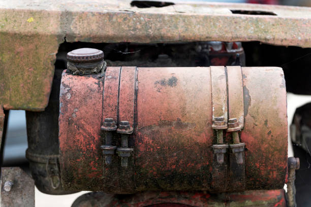 Old tractor gasoline store and motor.