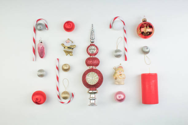 istock Christmas composition. Gift, christmas decoration, pine cones. Flat lay, top view 939329654