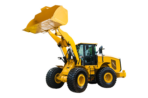 Loader or Bulldozer excavator, isolated on white background with clipping path.