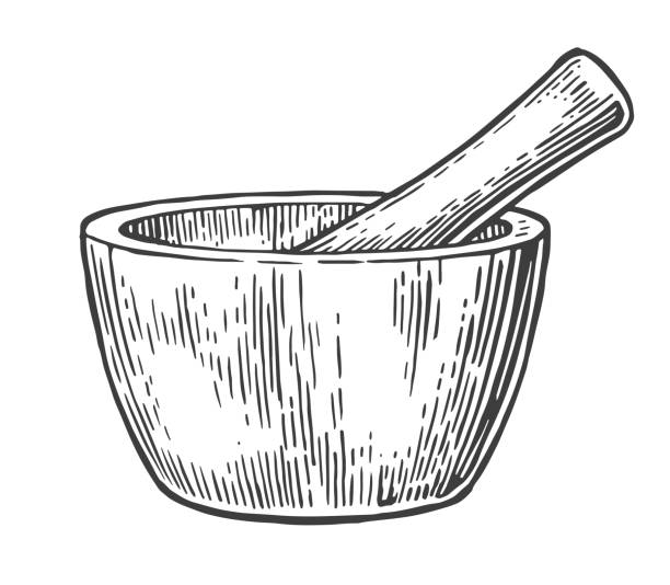 Mortar and Pestle. Vintage vector engraved illustration. Mortar and Pestle. Vintage vector engraved illustration mortar and pestal stock illustrations