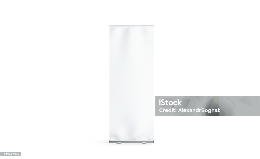 Leere weiße Rollup Banner Display Mockup, isoliert - Lizenzfrei Banneranzeige Stock-Foto