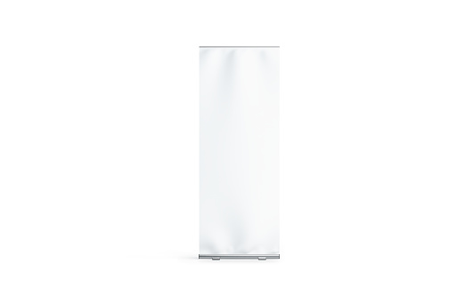 Blank white roll-up banner display mockup, isolated