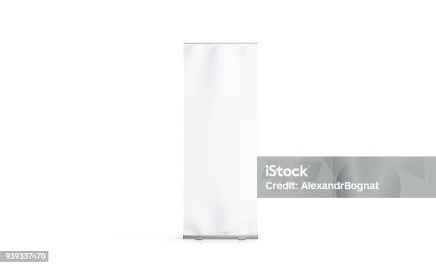 Blank White Rollup Banner Display Mockup Isolated Stock Photo - Download Image Now