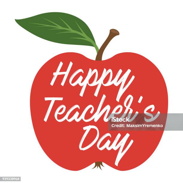 Journée Des Enseignants Heureux Carte De Voeux Vecteurs libres de droits et plus d'images vectorielles de Enseignant - Enseignant, Pomme, Jour
