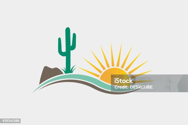 Cactus Desert Western Icon Illustration Stock Illustration - Download Image Now - Cactus, Arizona, Backgrounds