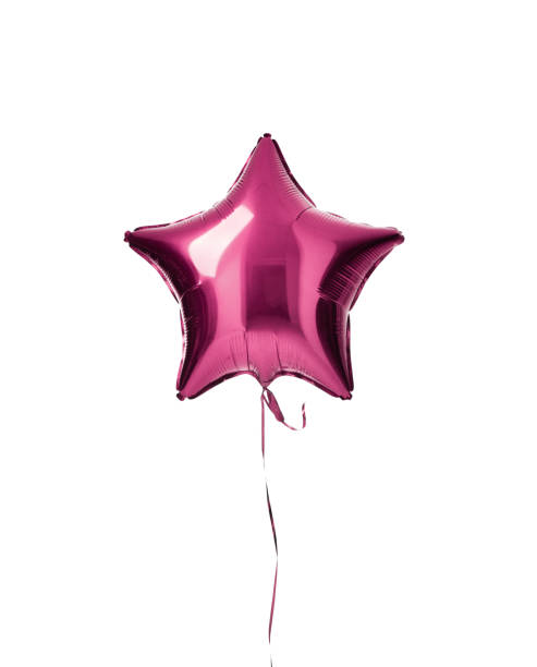 istock Single light purple metallic star balloon object for birthday party isolated on a white 939345652