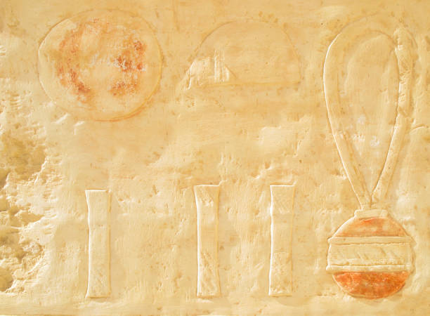 Hieroglyphics at Mortuary Temple of Hatshepsut in Deir el-Bahari, Egypt Hieroglyphics at Mortuary Temple of Hatshepsut in Deir el-Bahari, Egypt. el bahari stock pictures, royalty-free photos & images