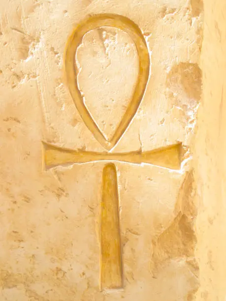 Ankh hieroglyphics at Mortuary Temple of Hatshepsut in Deir el-Bahari, Egypt.