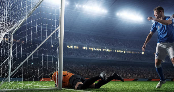 istock Soccer game moment  on professional stadium 939358356