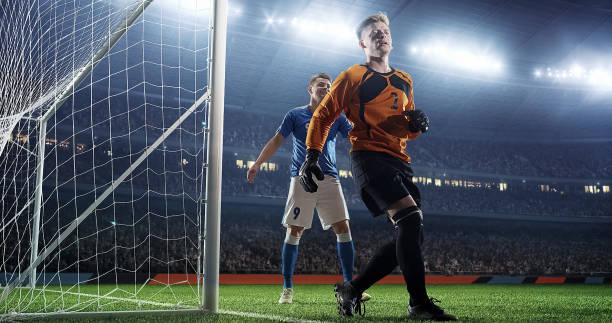 istock Soccer game moment  on professional stadium 939358382