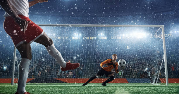 istock Soccer game moment  on professional stadium 939358392