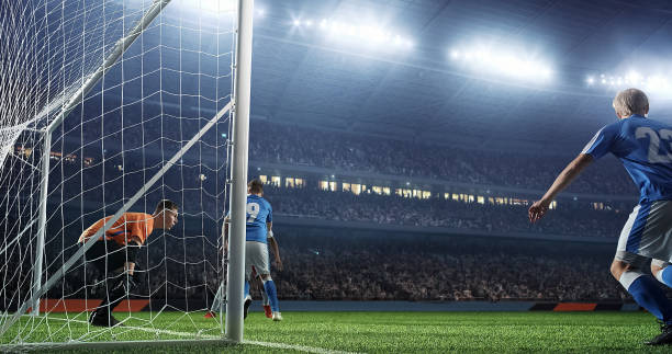 istock Soccer game moment  on professional stadium 939358418