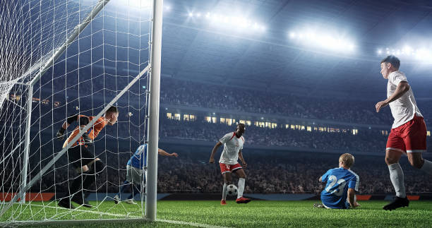 istock Soccer game moment  on professional stadium 939358434