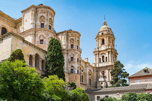 Stock photograph of the landmark Cathedral of Malaga Andalusia Spain on a sunny day