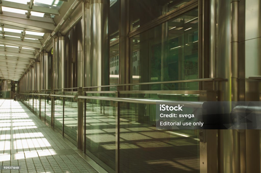 Elevated Walkway Hong Kong Wan Chai District Central Island Stock Photo