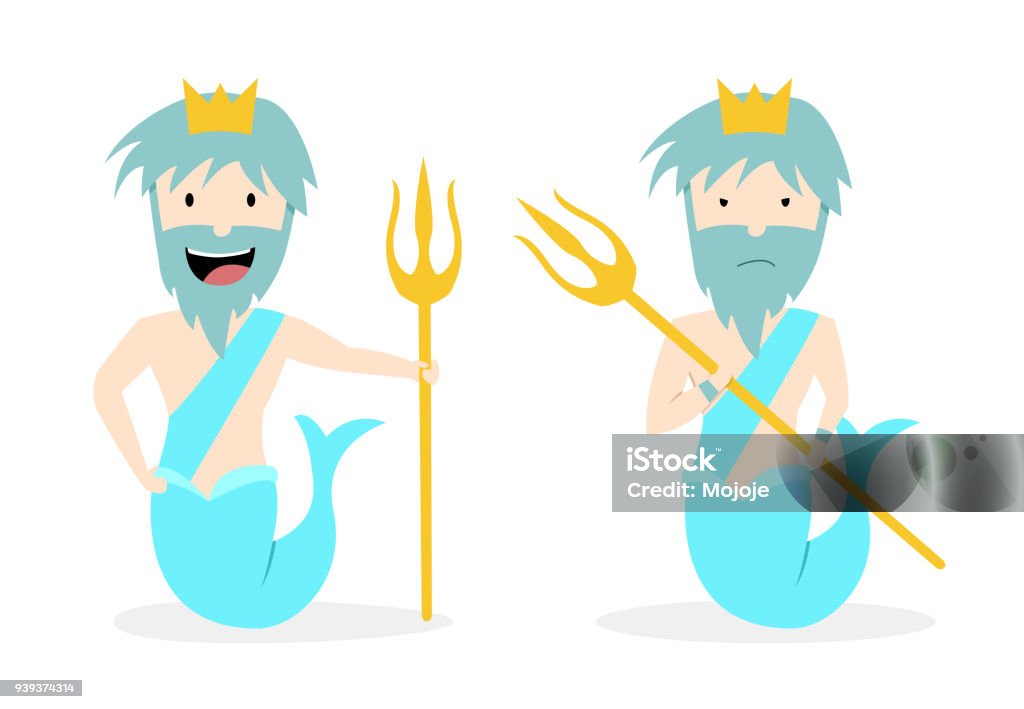 Poseidon, God of the Sea in vector art design Poseidon, God of the Sea in flat vector art design Abstract stock vector