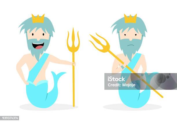 Poseidon God Of The Sea In Vector Art Design Stock Illustration - Download Image Now - Abstract, Ancient, Art