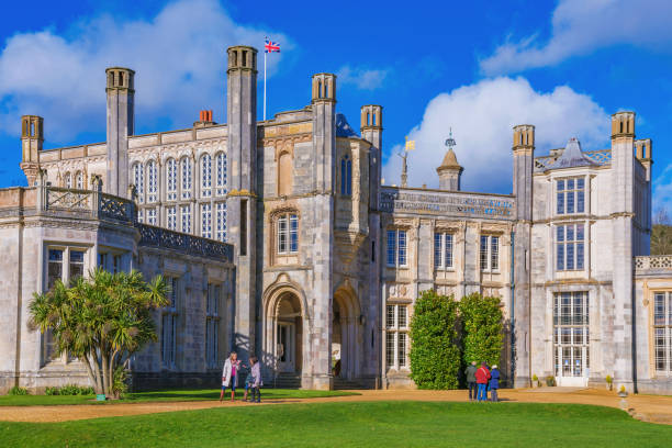 Highcliffe Castle traditional architecture This is Highcliffe Castle, it is a popular destination which people visit to view the traditional British architecture on February 11, 2018 in Christchurch christchurch england photos stock pictures, royalty-free photos & images