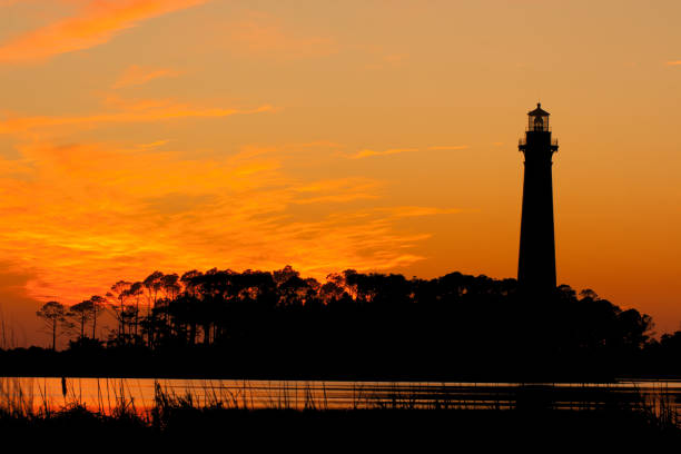 istock Bodie Island Lighthouse silhouette at sunset, Nags Head North Carolina 939383418