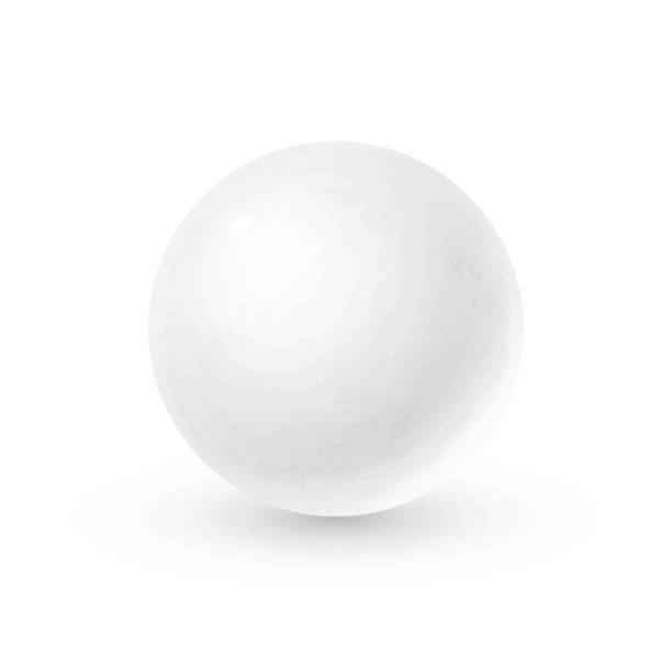 istock Realistic glass sphere with shadows, reflection of sky in mirror surface of snow-white pearl 939387888