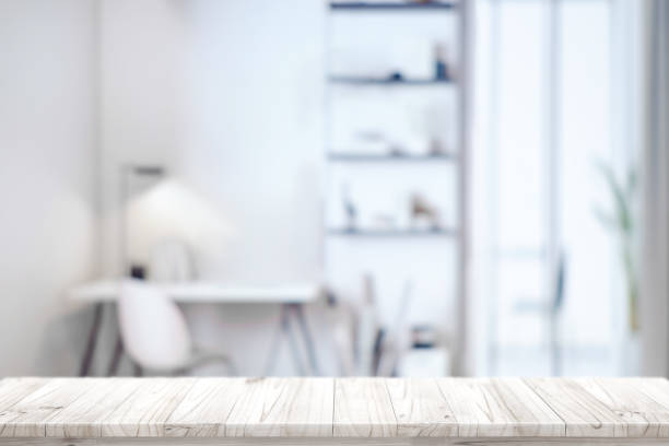 istock Top wood table in living room. 939388208