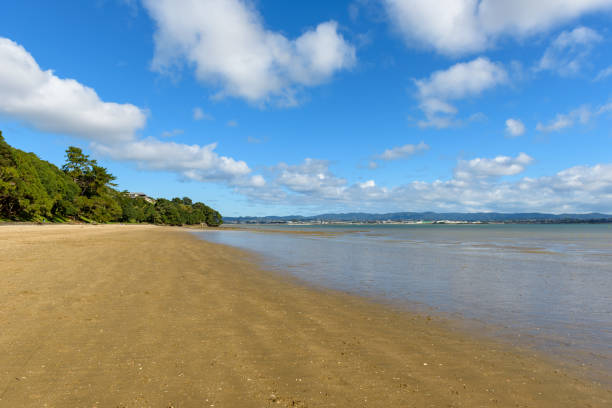 istock A deserted stretch of beach on a bright day under blue cloudy skies 939388378