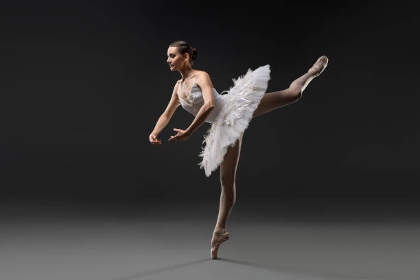 istock Beautiful ballerina in white tutu dancing view 939412360