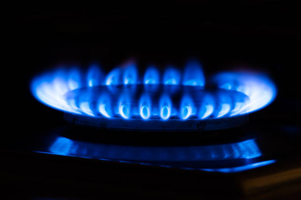 istock Blue gas flame in the dark 939415608