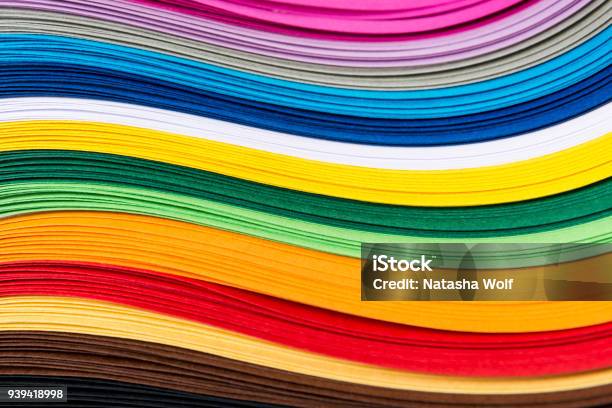 Multicolored Quilling Paper Curved Stripes Forming A Bright Background Stock Photo - Download Image Now