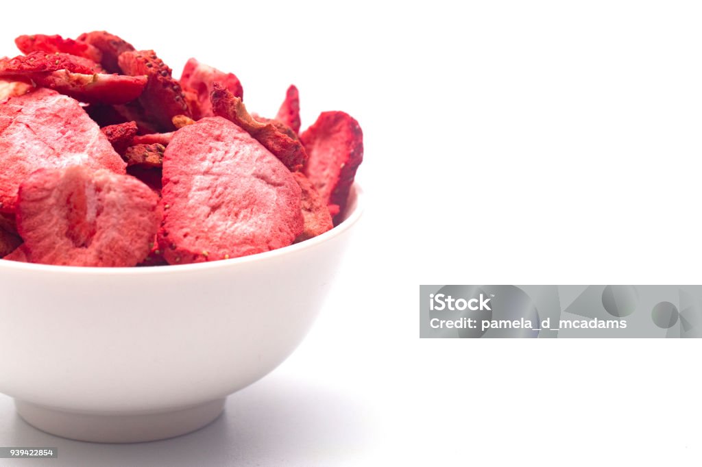 Freeze Dried Strawberries on a White Background Antioxidant Stock Photo
