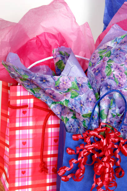 istock Red, and blue giftbags with bow 93943720