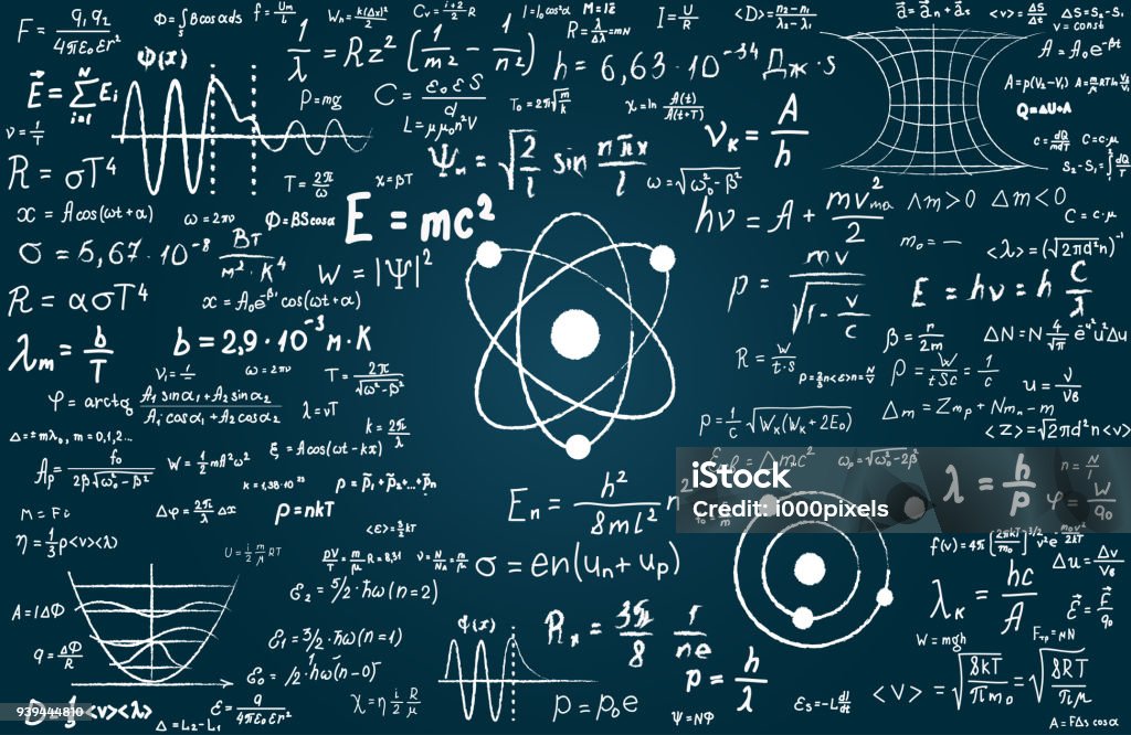 칠판 과학 수식 및 계산 물리학 및 수학에서 새겨 양자역학 상대성 이론 및 어떤 과학적인 계산에 묶여 과학적 주제를 설명 수 ...