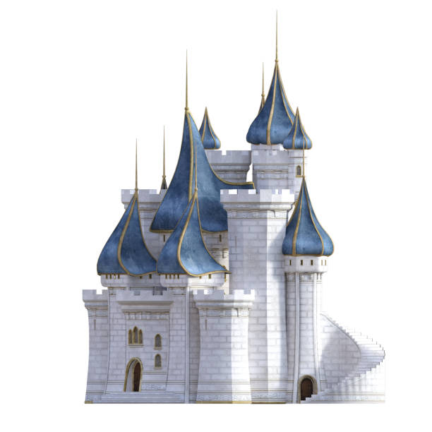 istock White and blue royal castle isolated on white, 3d render 939447112