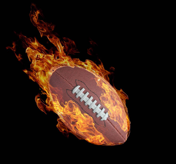 istock Fire sports ball effect isolated on black. 939447196