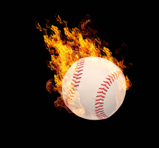 istock Fire sports ball effect isolated on black. 939447204