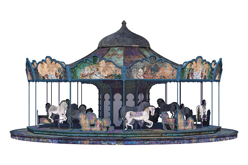 Vintage carousel isolated on white, 3d render