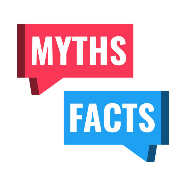 Myths facts. Vector illustration on white background. Speech bubble icons. falsehood stock illustrations