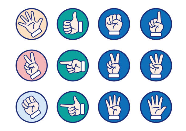 ilustrações de stock, clip art, desenhos animados e ícones de hand gesture and sign icon collection - thumb stones