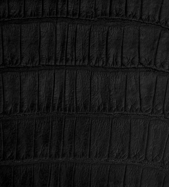 Black crocodile faux leather textured