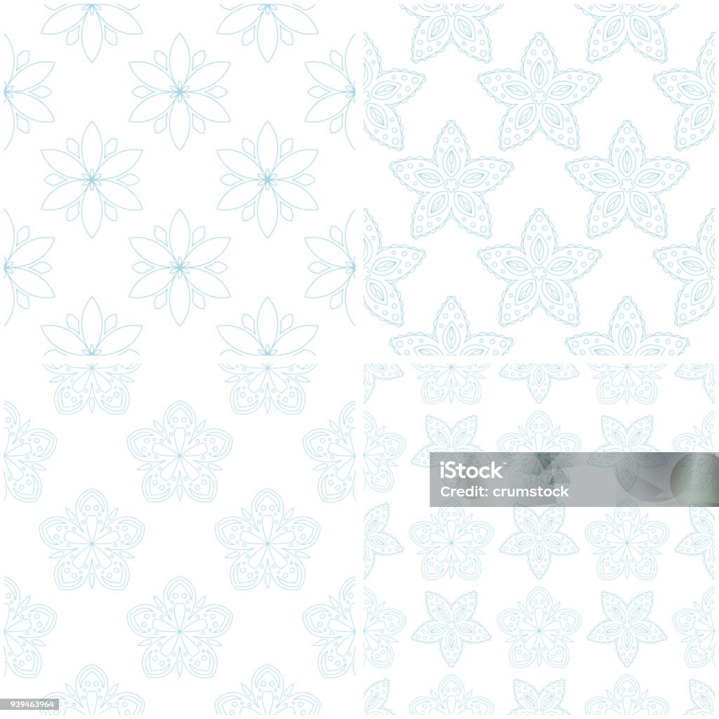 Pattern Blue Background Light Floral Patterns Set Of Light Blue Elements On White Seamless ...