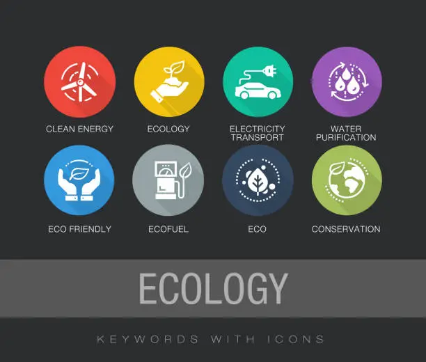 Vector illustration of Ecology Flat Icon Set