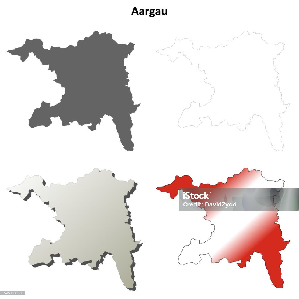 Aargau leer detaillierte Gliederung Karte gesetzt - Lizenzfrei Aarau Vektorgrafik