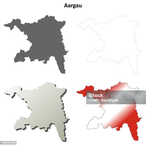 Aargau Leer Detaillierte Gliederung Karte Gesetzt Stock Vektor Art und mehr Bilder von Aarau - Aarau, Begrenzung, Design