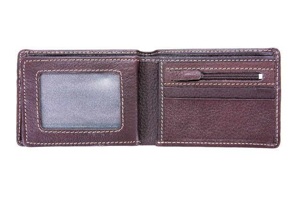 Opened Brown leather men wallet isolated on white background Opened Brown leather men wallet isolated on white background wallet photos stock pictures, royalty-free photos & images
