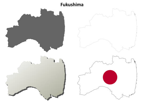 Fukushima blank outline map set Fukushima prefecture blank detailed outline map set japan map fukushima prefecture cartography stock illustrations