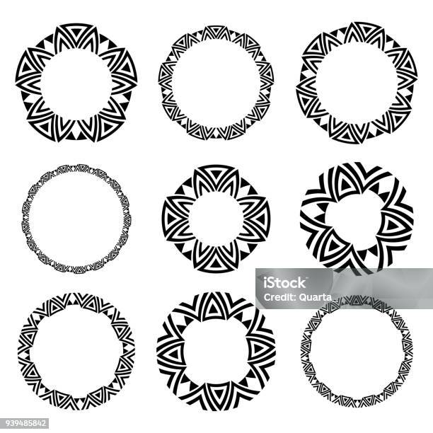 Circle Celtic Frame Set Stock Illustration - Download Image Now - Circle, Indigenous Culture, Border - Frame