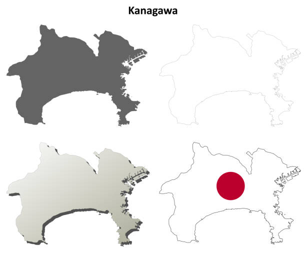 Kanagawa blank outline map set Kanagawa prefecture blank detailed outline map set kanagawa prefecture stock illustrations