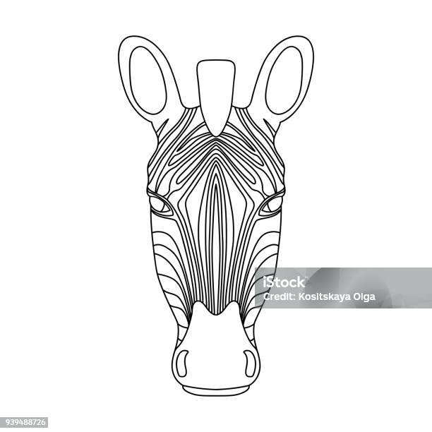 Isolated Black Outline Head Of Zebra On White Background Line Cartoon Portrait Stock Illustration - Download Image Now
