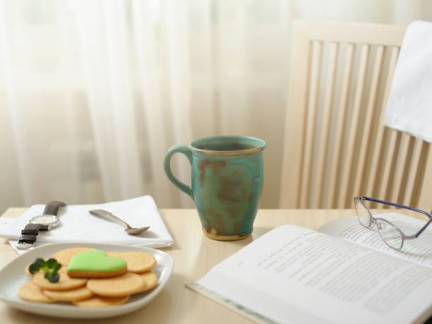 Morning Coffee Tea Blue Cup Breakfast Kitchen Modern Life Style Table Ware
