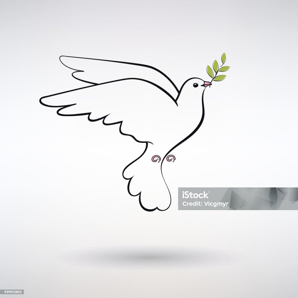Symbol Dove of Peace symbol dove of peace with olive branch Dove - Bird stock vector